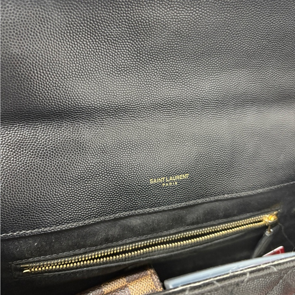 Yves Saint Laurent Black and Gold Quilted Shoulder Bag - Picture 7 of 8